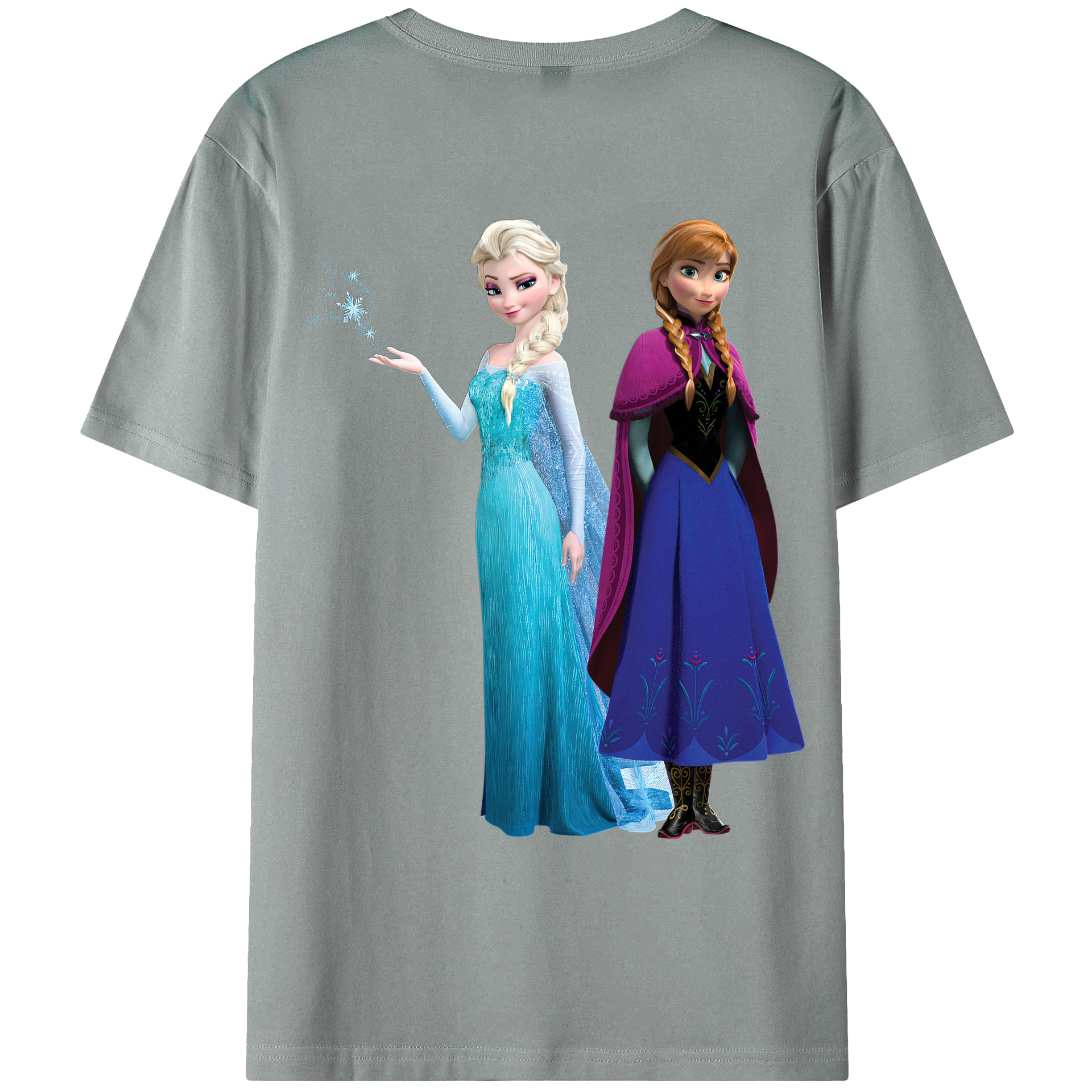 （画像用） アナと雪の女王 アンナ エルサ Frozen Anna Elsa 綿100％ メンズ半袖Tシャツ（バックプリント） 通気性